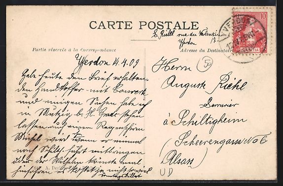 Ansichtskarten: AK Yverdon, Rue Haldimand, 1909 – Gebraucht aus Berlin von bartko-reher 1