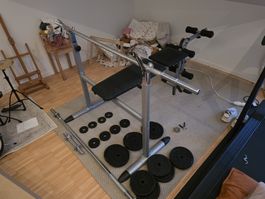 Kettler Hantelbank / Trainingsbank mit Hantel und Gewichten