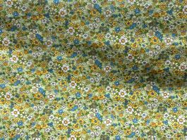Tissu coton vert imprimé fleurs