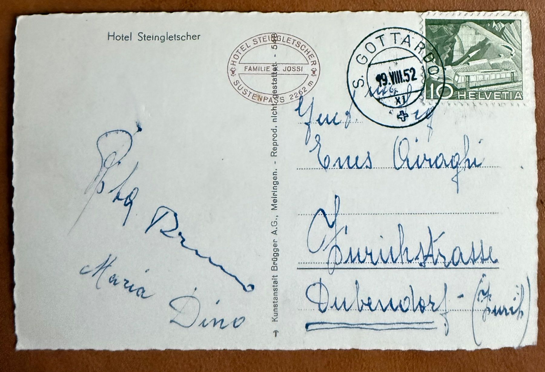 Cartes postales: Sustenstrasse - Hotel Steingletscher – D'occasion à Lutry par Ediego 1