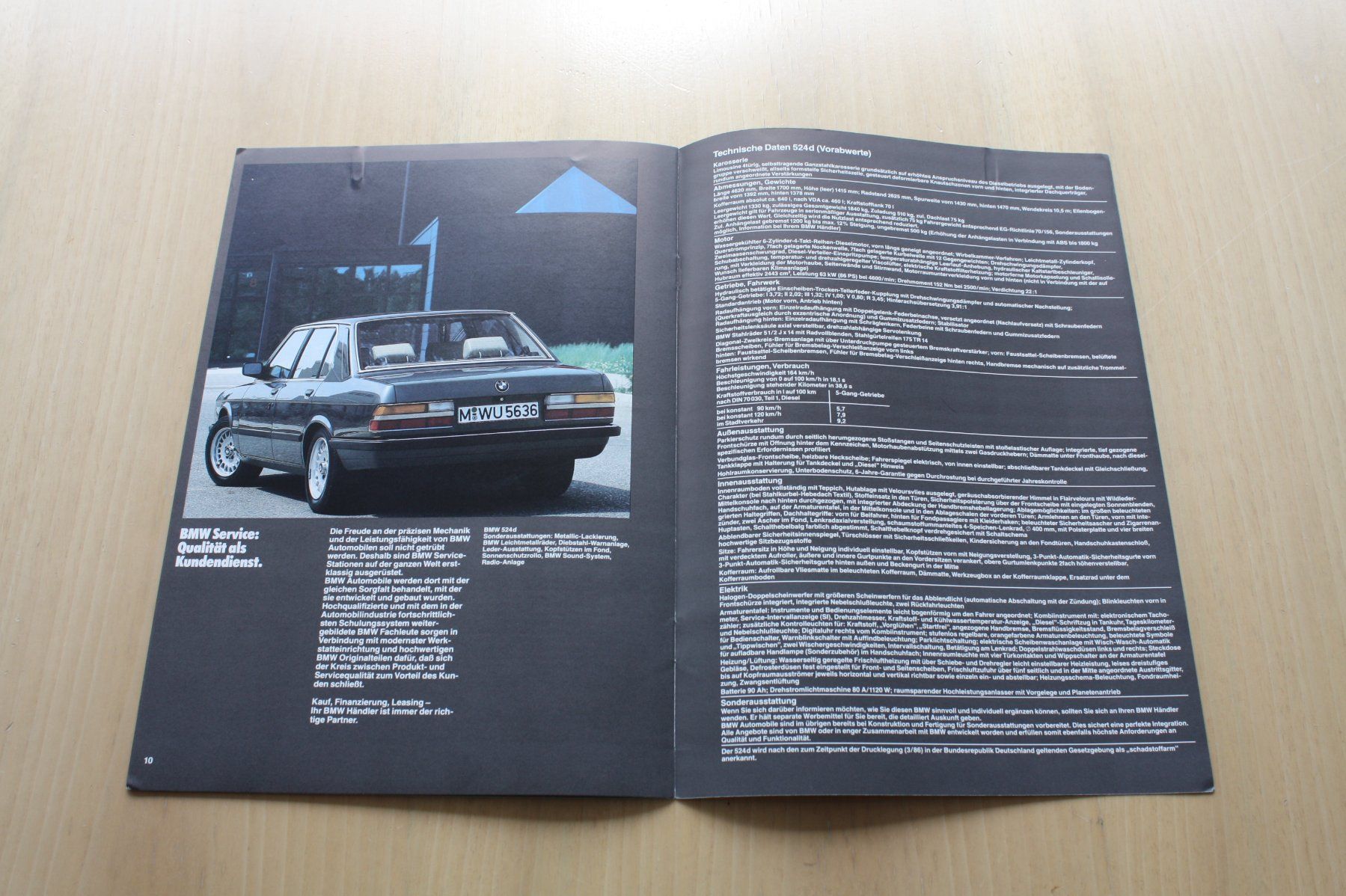 BMW Dokumente: BMW 524 d Prospekt 1986 – Gebraucht aus Wikon von erwin400 5