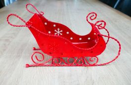 Deko-Weihnachtsschlitten aus Metall, rot
