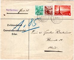 BELEG MIT MISCHFRANKATUR VON THURGAU NACH CHUR - NB27