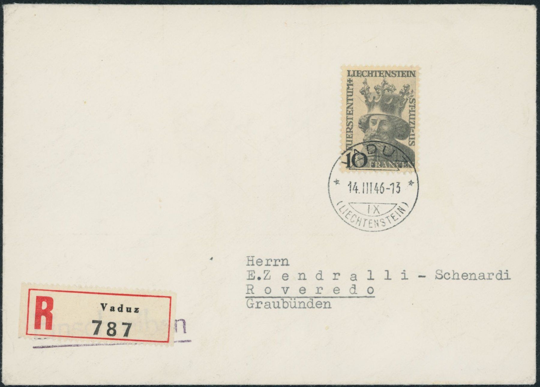 Tutti i francobolli: FL - 1946 - Heiliger Luzius - Ersttagsbrief FDC – Usato da Schindellegi venduto da leecollect