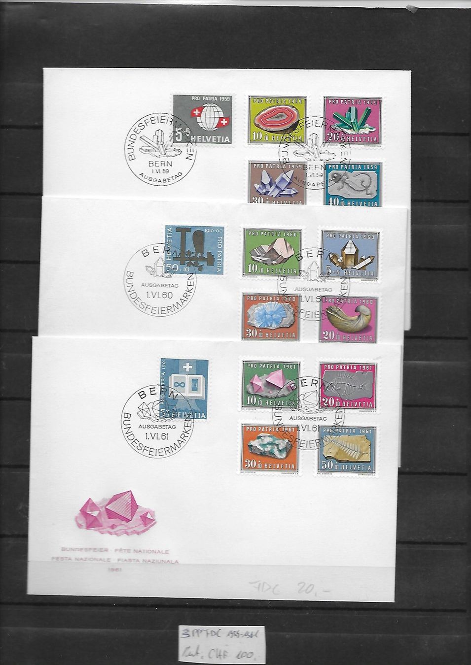 Tutti i francobolli: 3 PP FDC 1959 - 1961 Kat: CHF 100.- – Usato da Basel venduto da Ilp