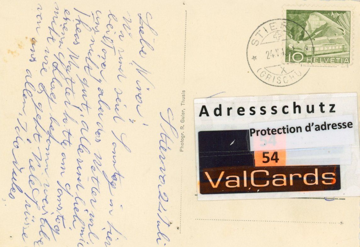Cartoline postali: Stürvis - Stierva   GR           um 1951 – Usato da Brig venduto da Valcards54 1