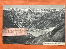 1908 Panorama von der Furka. ￼Hotel Furkablick, Furka Pass