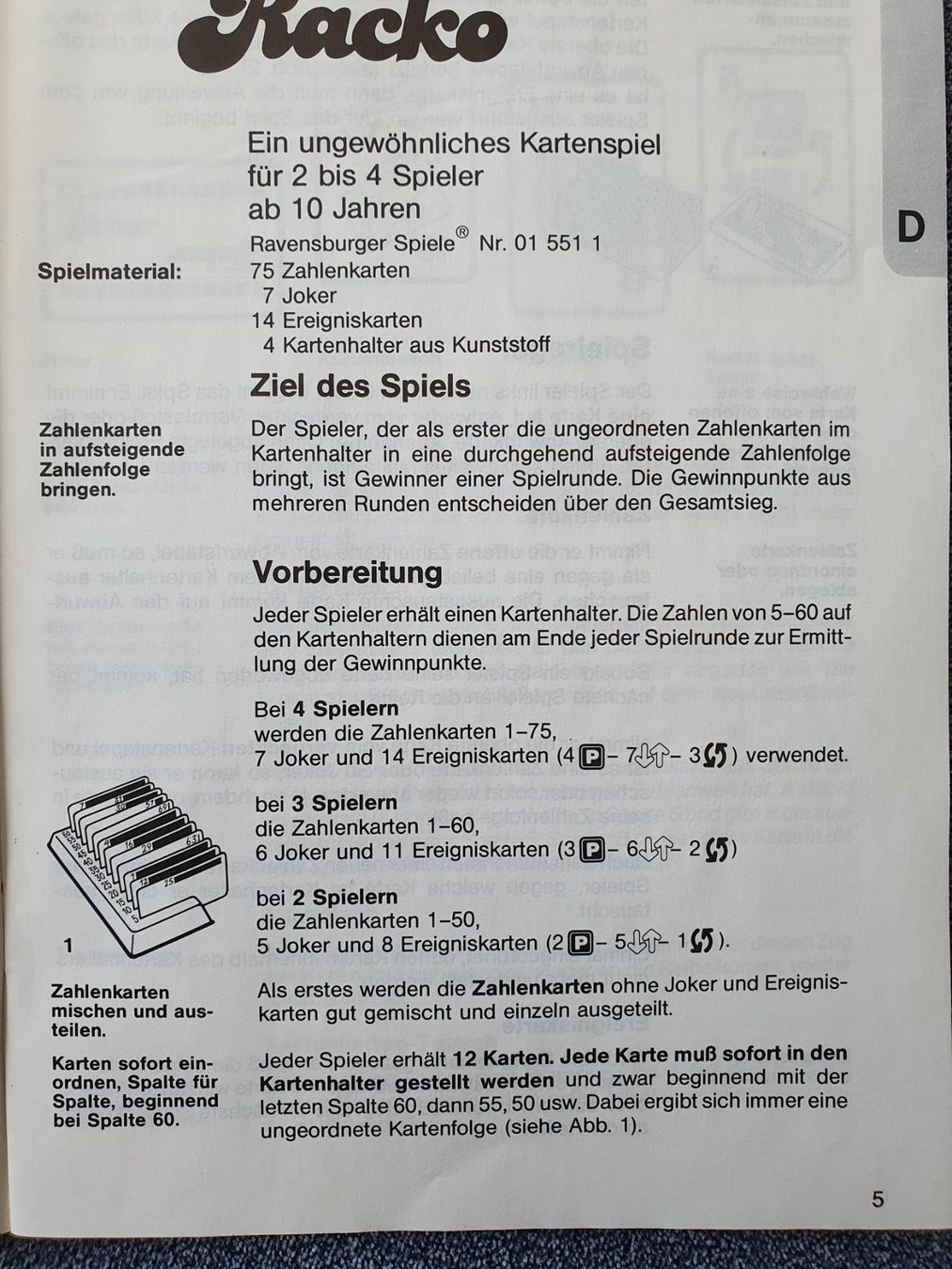 Ravensburger Spiele: Racko Kartenspiel – Gebraucht aus Starrkirch-Wil von  1