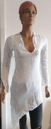 Sommerliches Weiss Tunika Kleid Gr. M Asymmetrisch