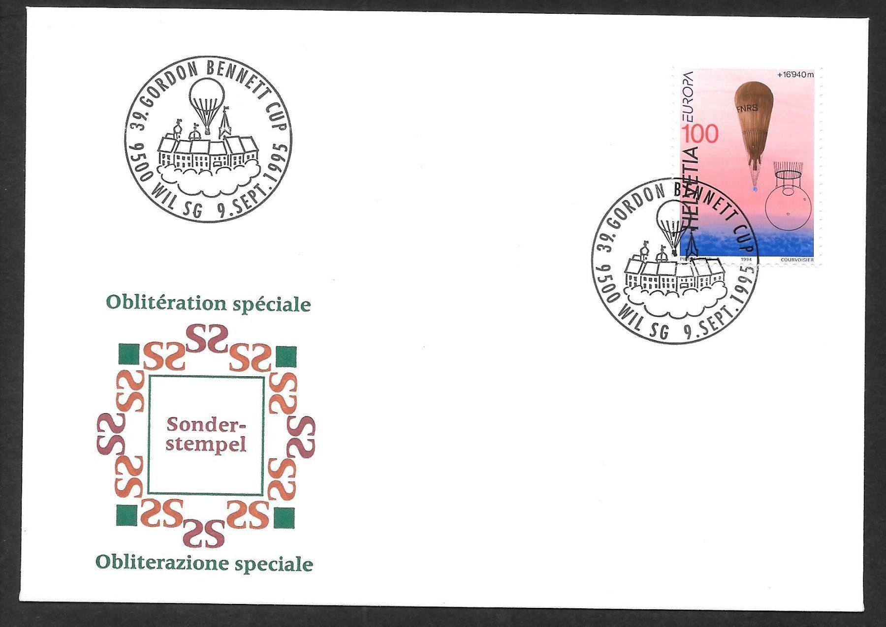 Alle Briefmarken: Ballonpostbrief 39. Gordon Bennet Cup Wil 9.9.1995 – Neu (gemäss Beschreibung) aus Olten von clotaldi