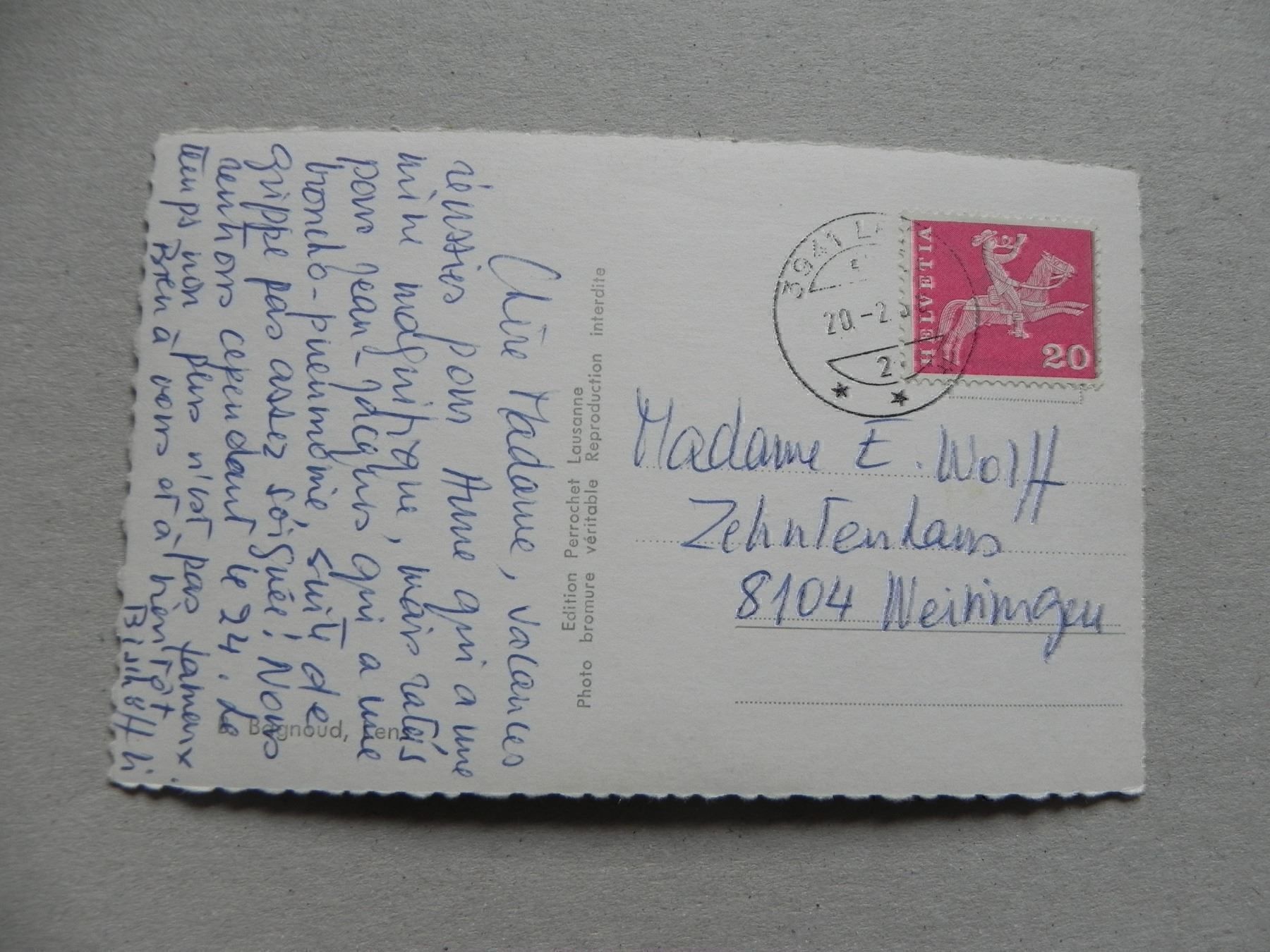 Cartoline postali: Ansichtskarte Lens VS Wallis 1968 – Usato da Siebnen venduto da krimsie 1