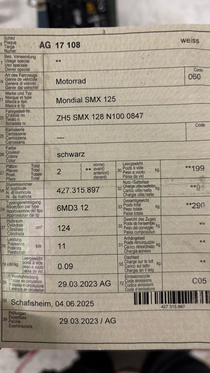 Mondial Strada: Mondial Smx 125 Mit MFK – Usato da Muri AG venduto da Moto-Freiamt 4