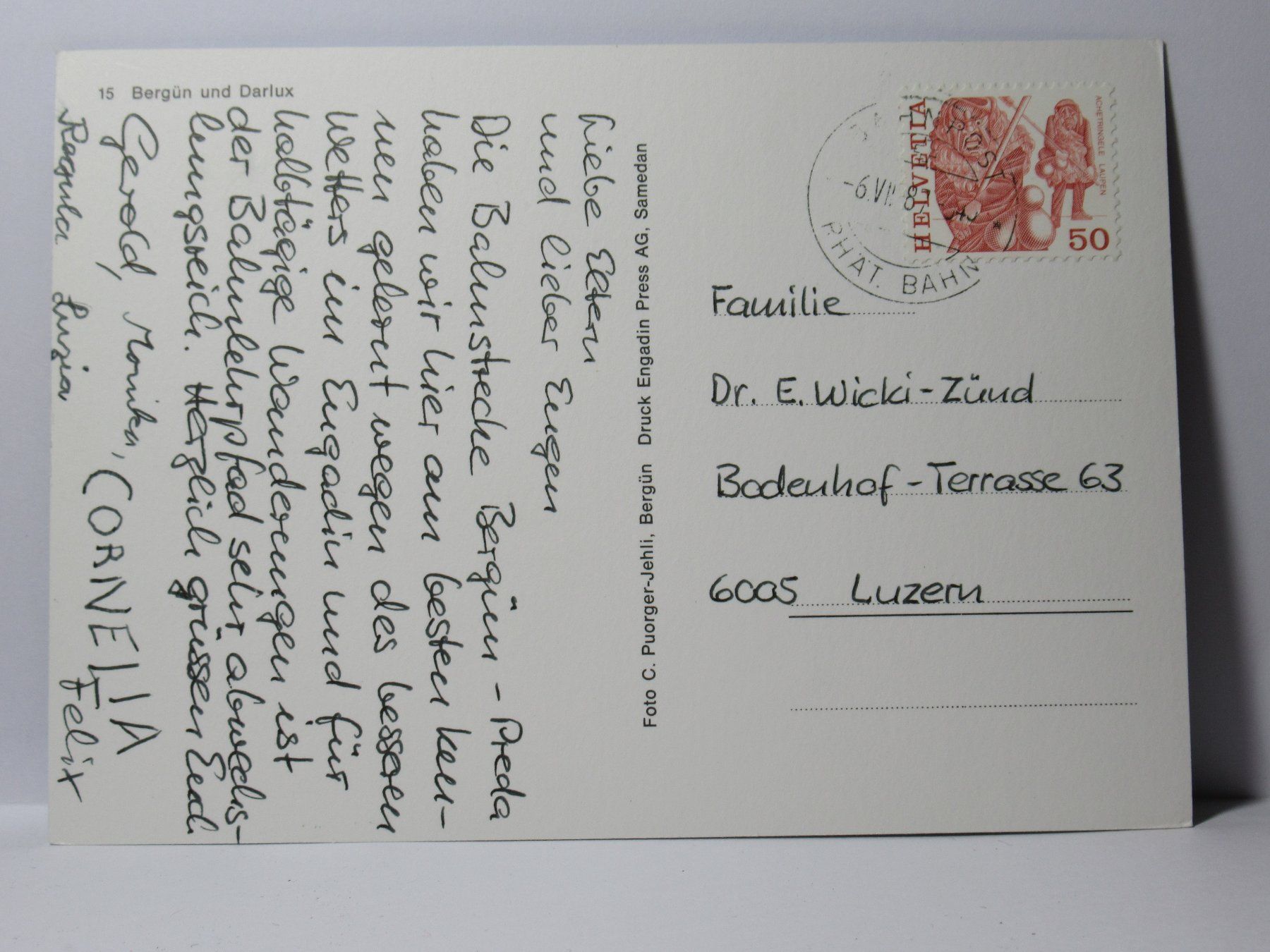 Cartoline postali: Bergün und Darlux 1987 – Usato da Grenchen venduto da Bluemchen1900 2