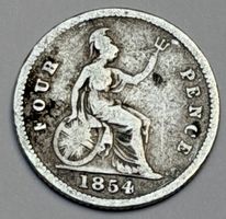 Pièce 4 pence Victoria 1854 en argent rare