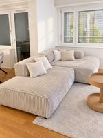 Ecksofa Cordstoff beige L-Form moderner Zustand
