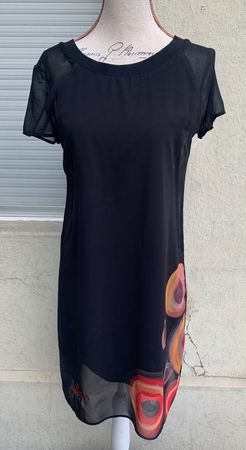 Jolie robe DESIGUAL effet voile superposé 100%viscose t.38