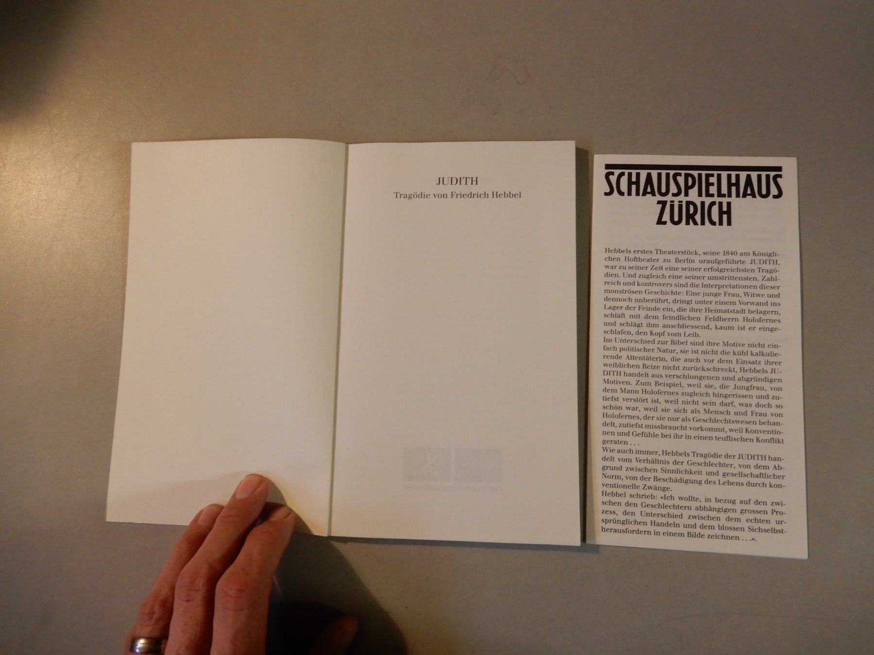 Libri: Schauspielhaus Zürich Programmheft Friedrich Hebbel- Judith – Usato da Erstfeld venduto da Mario_boe0 1