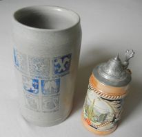 ALTER MASS BIERKRUG 1 L + Minikrug mit Zinndeckel