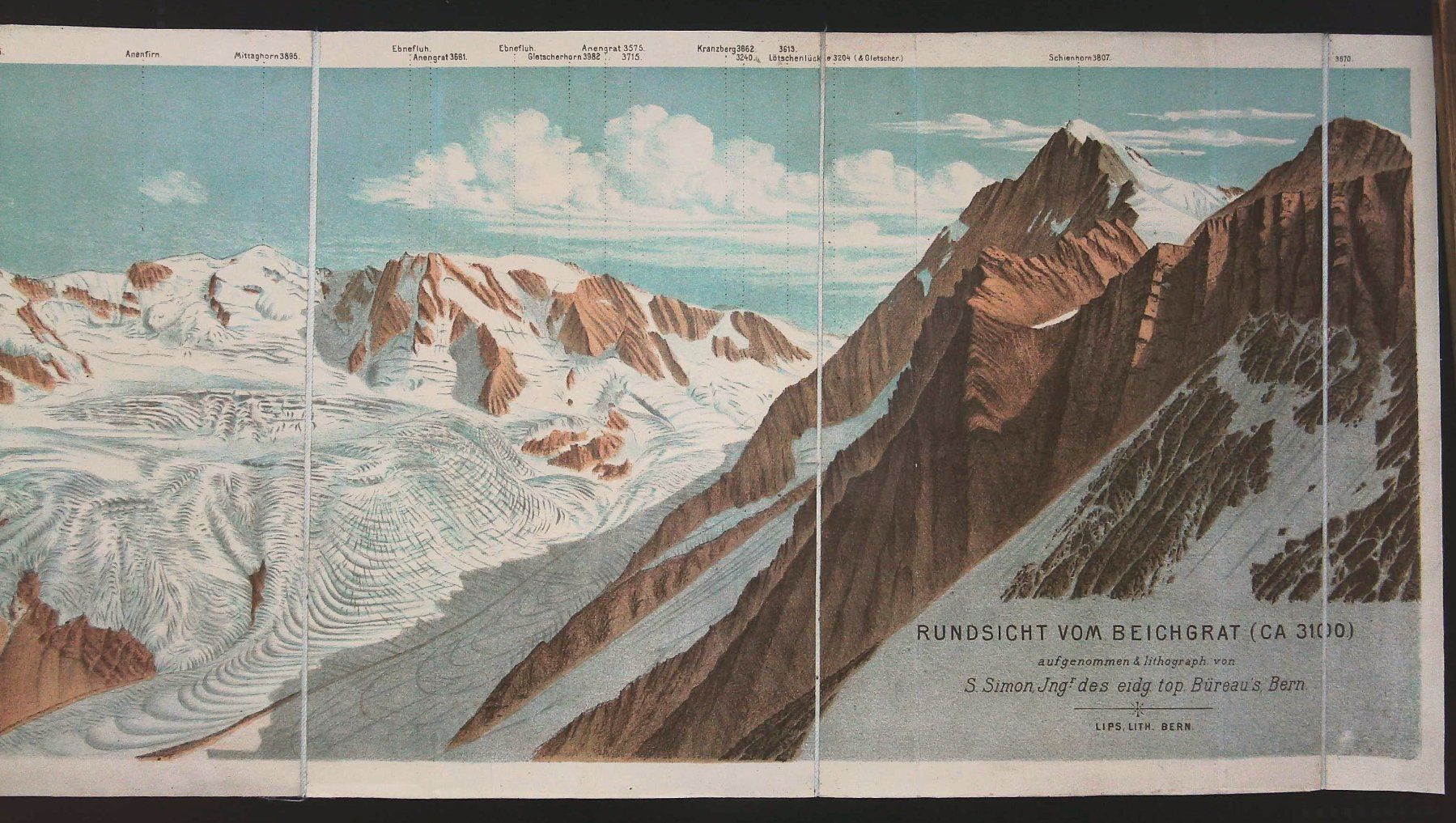 Landkarten & Atlanten: Beichgrat Wallis Panorama von Simon 1887 – Gebraucht aus Rafz von Helvet32