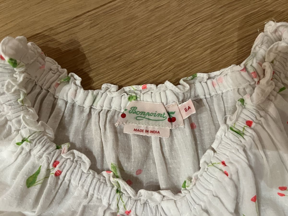Bonpoint Pigiama & Simili: Bonpoint White Cherry Print Nightgown - Size 6A, Summer – Usato da Planken venduto da R4gskL7 1