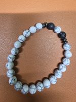 Trendiges Howlith Steinarmband mit Lava Perlen, Neu! 