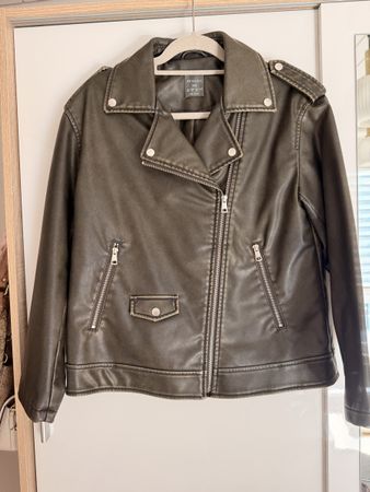 Kunstleder Jacke Primark Khaki Oversized