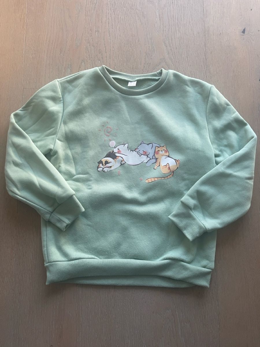 Maglioni & Felpe: Grüner Mädchen Pullover mit Katzen Motiv, Grösse 146 – Usato da Meilen venduto da Golfer04