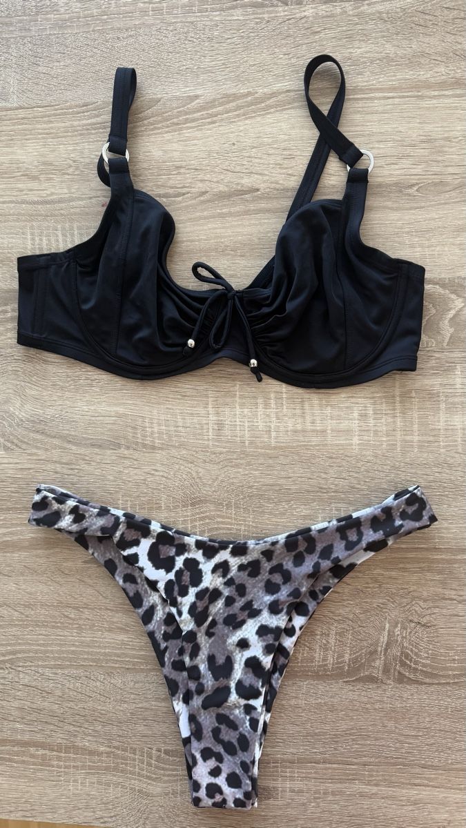 Costumi da bagno & Bikini: Bikini Set Black/Leopard Print Size 85D/L – Usato da Winterthur venduto da -BeHappy24- 6