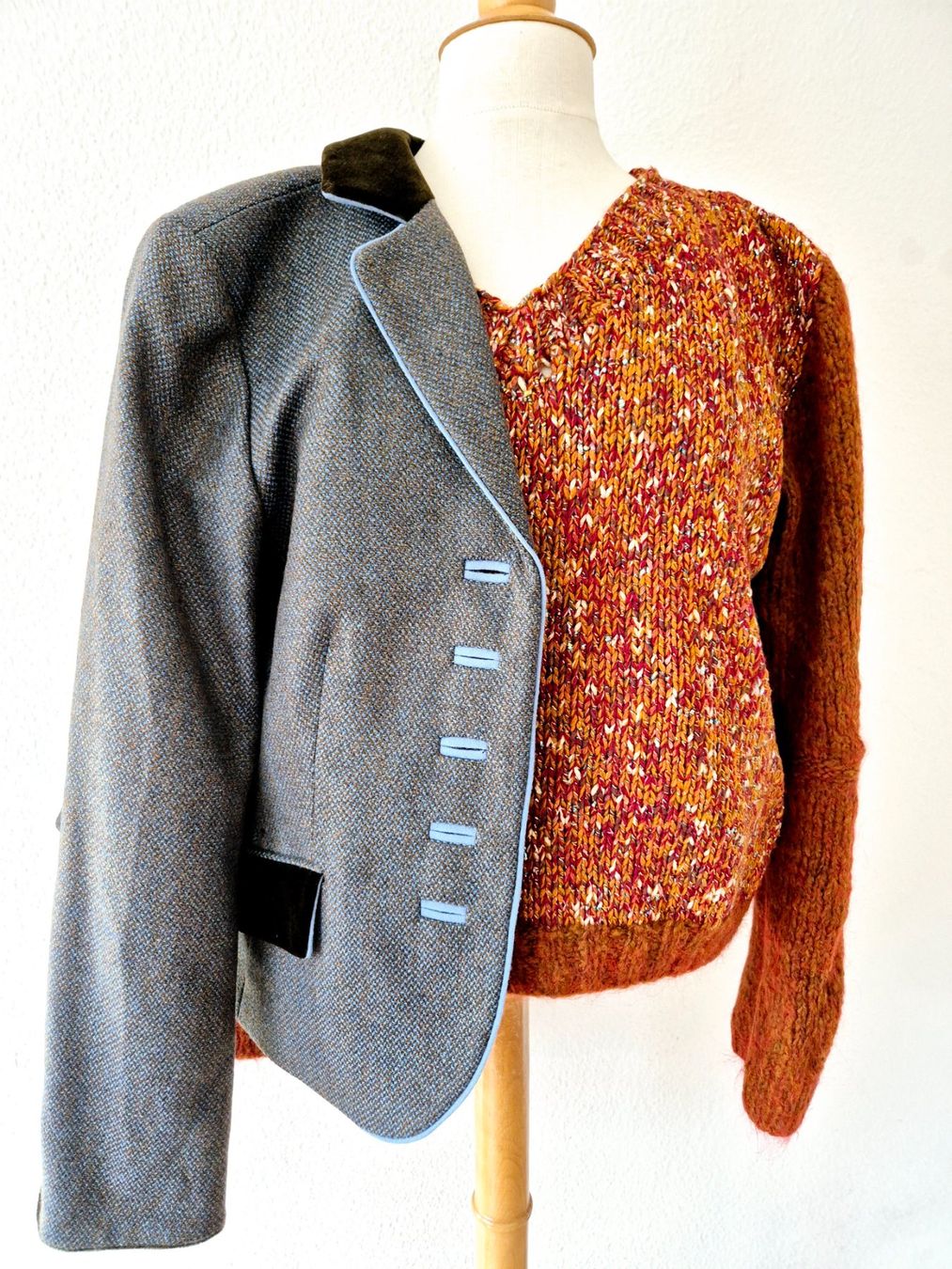 Maglioni & Felpe: PULLOVER UNIKAT EINZELSTÜCK HANDMADE M 38 , TOP ZU JACKE – Nuovo (secondo la descrizione) da Elsau venduto da the-colorful-side