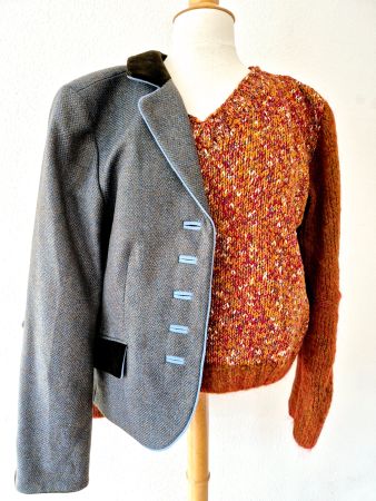 PULLOVER UNIKAT EINZELSTÜCK HANDMADE M 38 , TOP ZU JACKE
