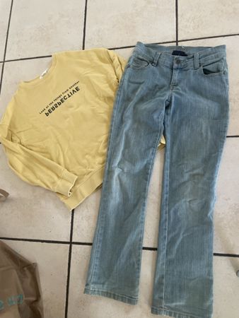 Pullover Mango gelb und Jeans Manor blau Gr.134