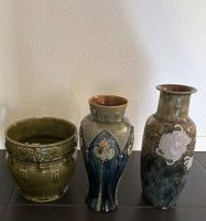 3 Jugendstil Vasen/Töpfe, Vasen ca. 30cm/Topf ca. 20cm