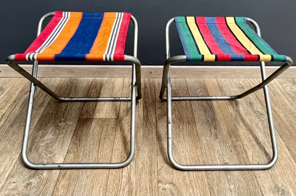 2er Set Klapphocker Outdoor - Camping Hocker Aus Oxford-Stoff (Khaki)