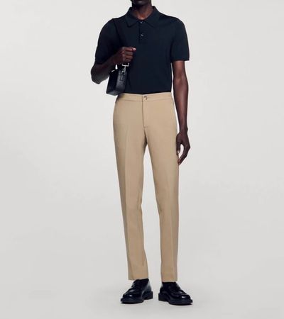 SANDRO Men's Jersey Trousers Pants Beige Stretch