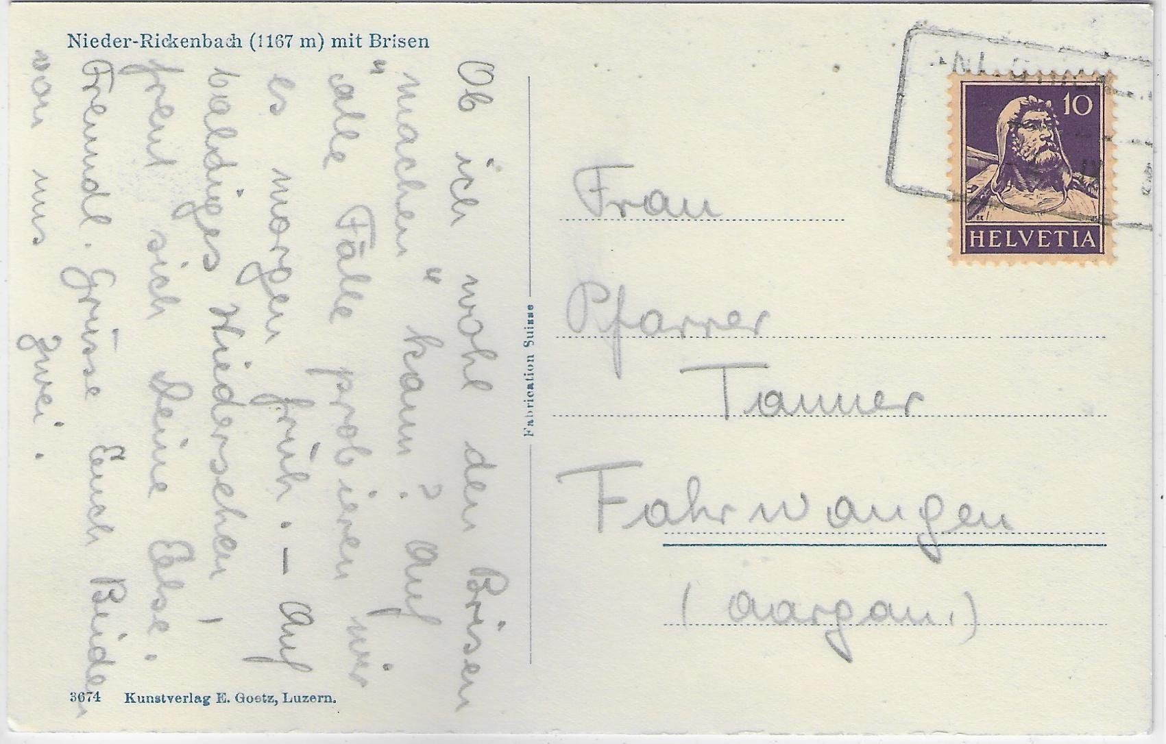 Cartoline postali: Nieder-Rickenbach mit Bristen – Usato da Ettingen venduto da Kartenplanet 1