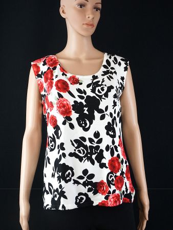 OVANTI Top Schwarz/Weiss mit roten Rosen Grösse 42