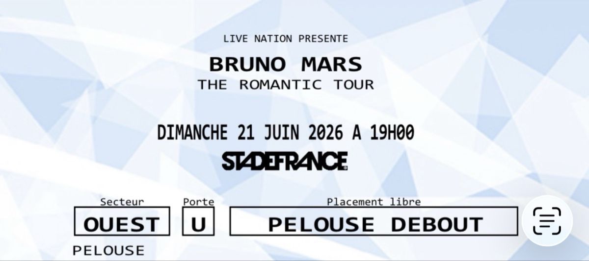 Biglietti: 2x Bruno Mars Tickets Paris 21. June 26 – Nuovo e nell'imballaggio originale da Horgen venduto da 51maxi 1
