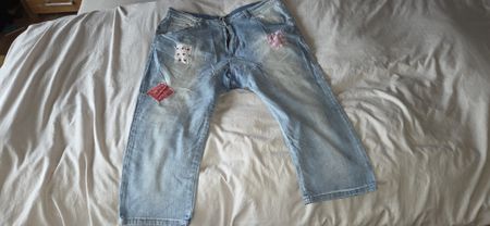 Place du Jour Sarouel Jeans, Grösse 42, Sommerlook mit Patch
