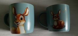 2 Disney Tassen Bambi Motiv blau Keramik NEU