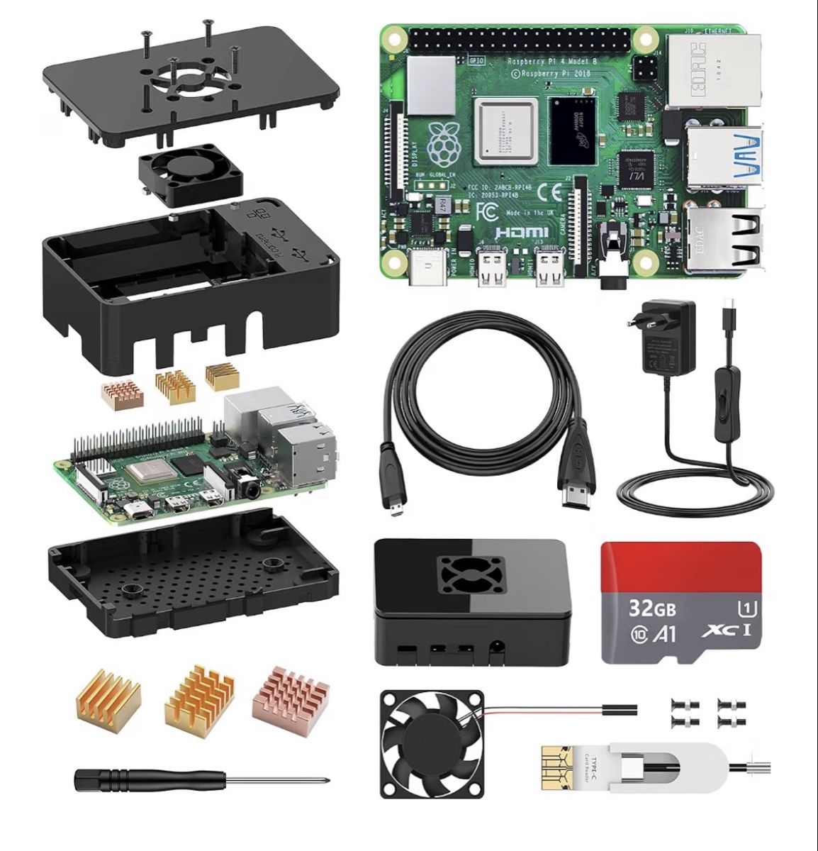 Raspberry Pi Elektronikbauteile: Raspberry Pi 4 Model B Kit, complet, neuf – Neu und originalverpackt aus Neuchâtel von xal_8tj6