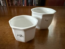 2x Sandra Rich Keramik Töpfe weiss achteckig Ø 6 & 7cm
