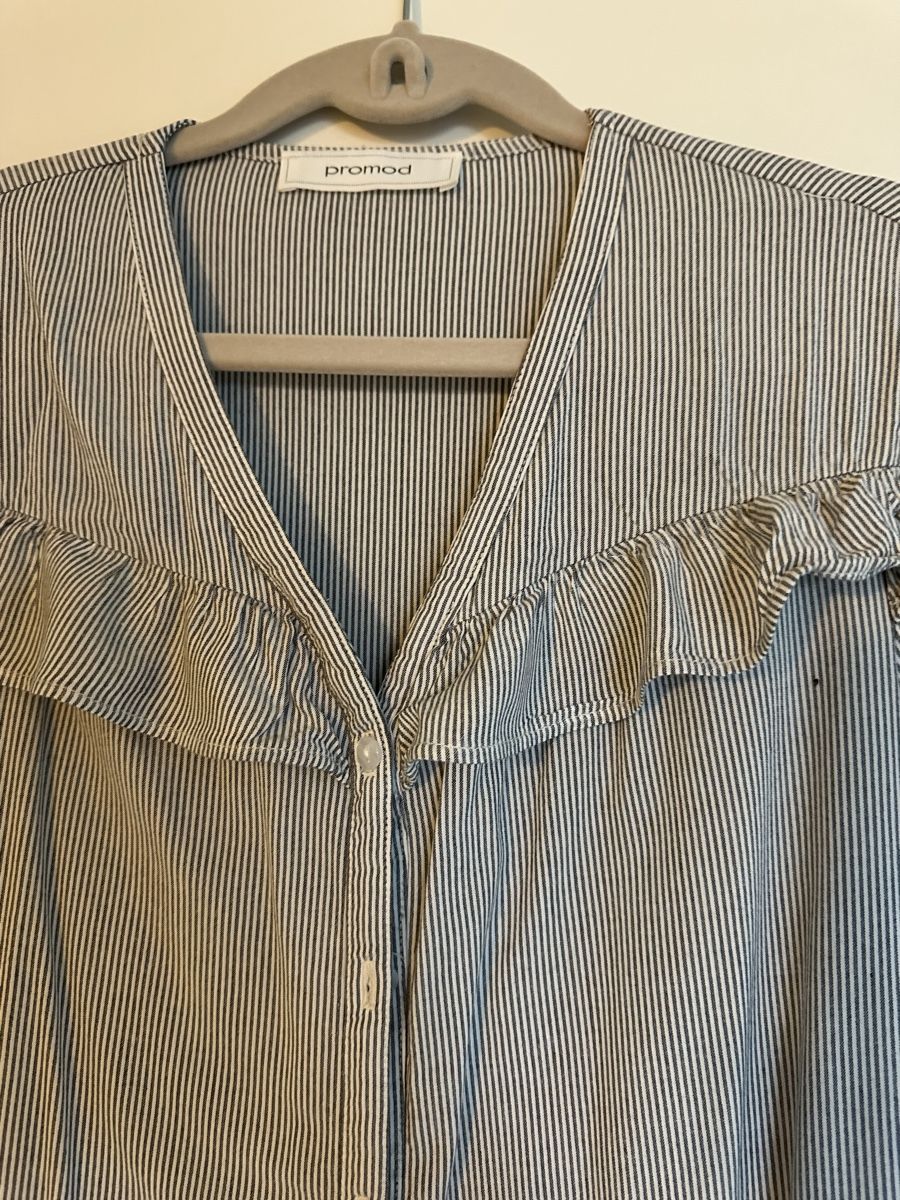 Promod Camicette: Promod Striped Ruffle Blouse, Size Small, Perfect for Spring – Usato da Zürich venduto da car_68nt 3