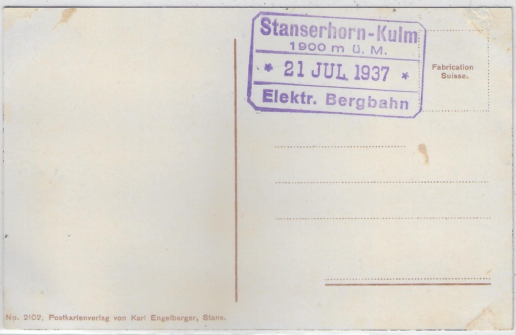 Cartoline postali: Hotel Stanserhorn mit Berneralpen - Bahn - Litho – Usato da Ettingen venduto da Kartenplanet 1