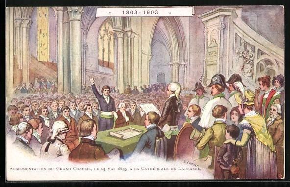 Cartoline postali: Lausanne, Assermentation du Grand Consei – Usato da Berlin venduto da bartko-reher