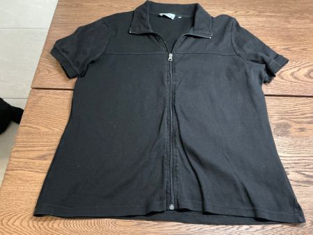 Schwarze Sommerbluse mit Reissverschluss, Grösse L