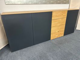 Sideboard GARDA Lack anthrazit matt Wildeiche 200 x 79 cm