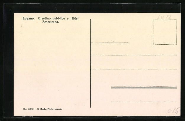 Cartoline postali: Lugano, Giardino pubblico e Hotel Americ – Usato da Berlin venduto da bartko-reher 1