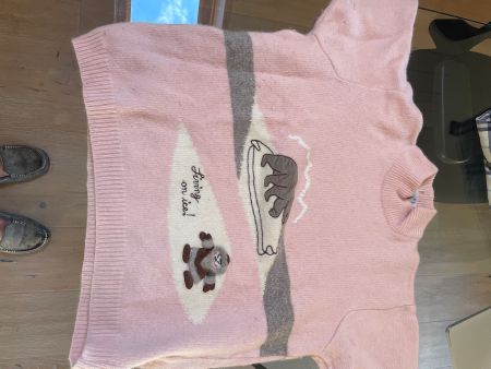 Pull en laine rose avec motif