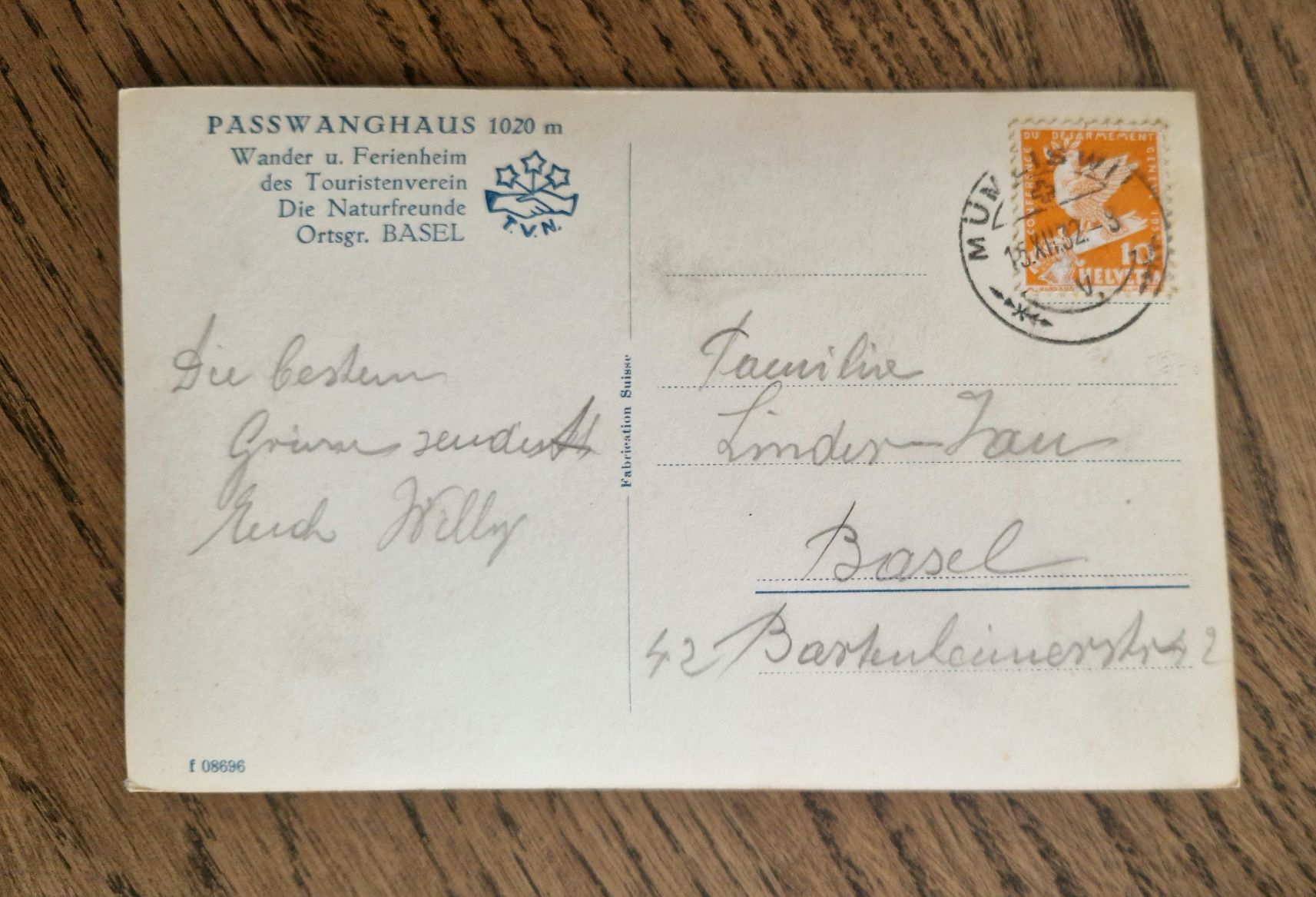 Ansichtskarten: Passwanghaus, Naturfreunde Basel, 1932 – Gebraucht aus Ebikon von Donar50 2