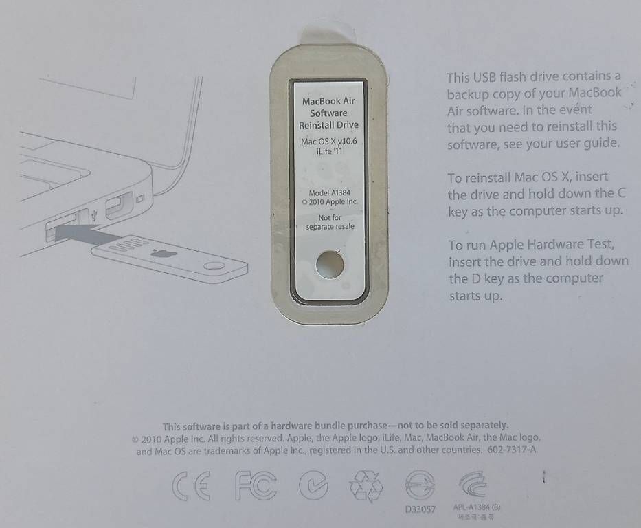 Apple Software: MacBook Air Software Reinstall Drive USB – Usato da Zürich venduto da car_9sdb 1
